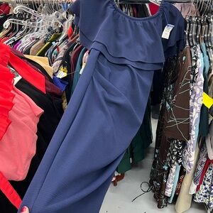 LaClef Royal Blue Dress with Ruffle